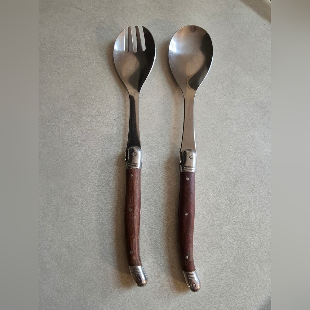 Laguiole French Bee/ Serving Pieces/wooden Cutlery/ Large Serving Spoon Fork Set